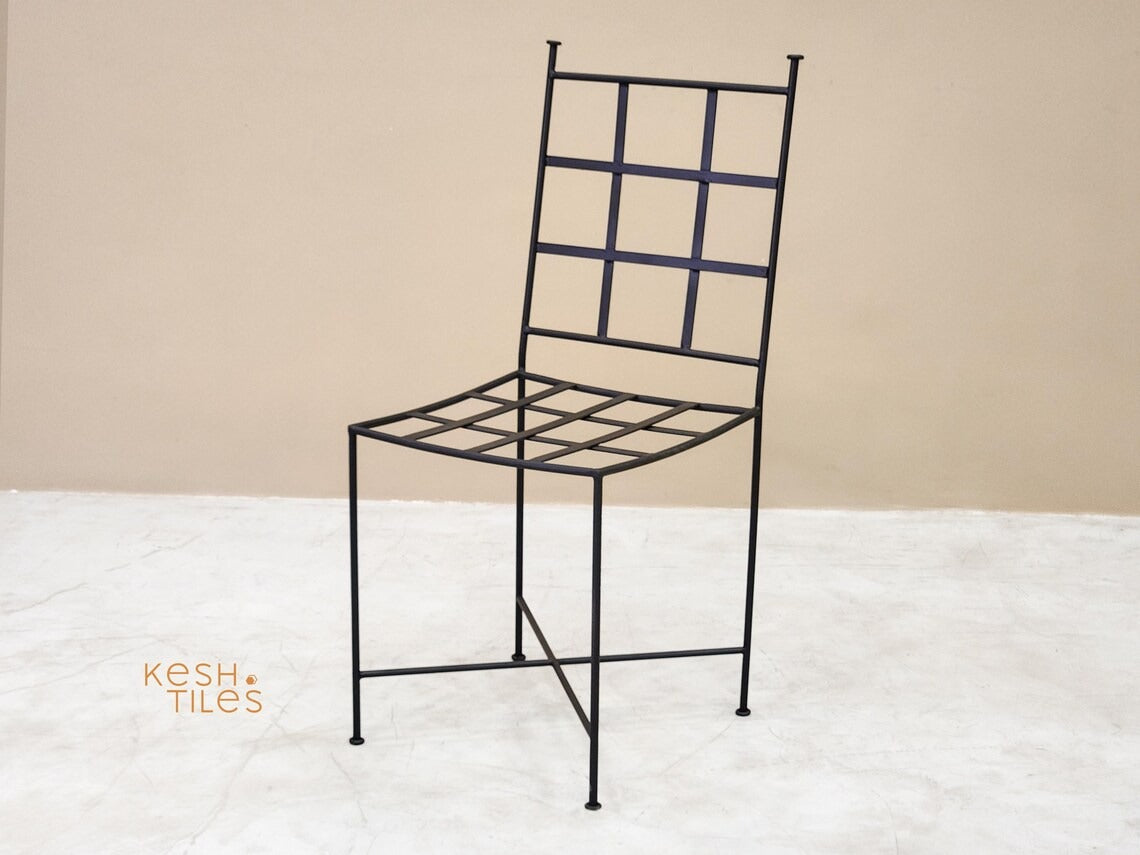 Kourosh - Classic Wrought Iron Chairs Set, Black Handmade Indoor Outdoor Seating