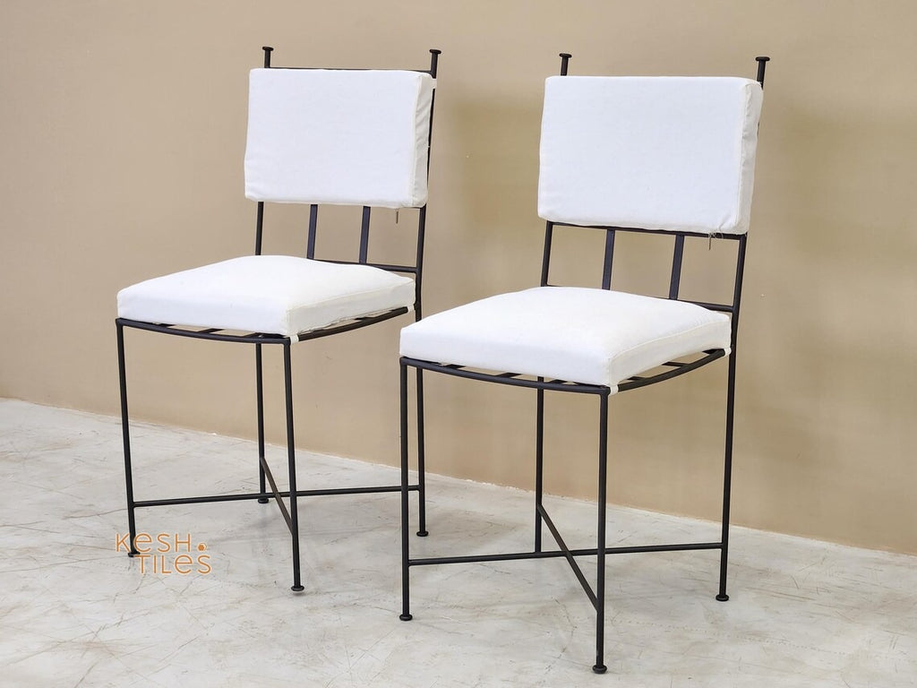 Kourosh - Classic Wrought Iron Chairs Set, Black Handmade Indoor Outdoor Seating