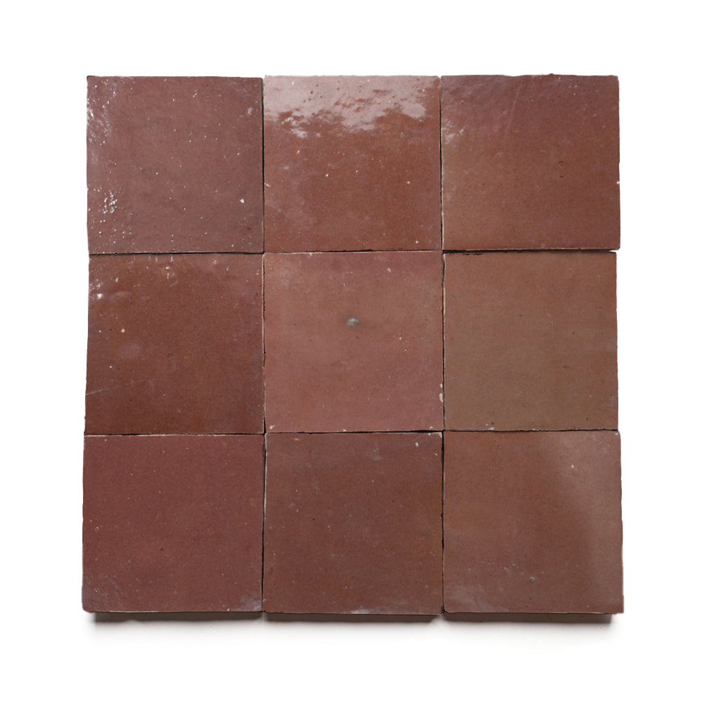 Cocoa Ember 4x4 Brown Square Zellige Tile for Interior Floors