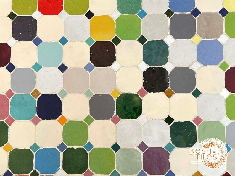 Safia - Colorful Mosaic Oval Table, Handmade Moroccan Zellige Patio Table