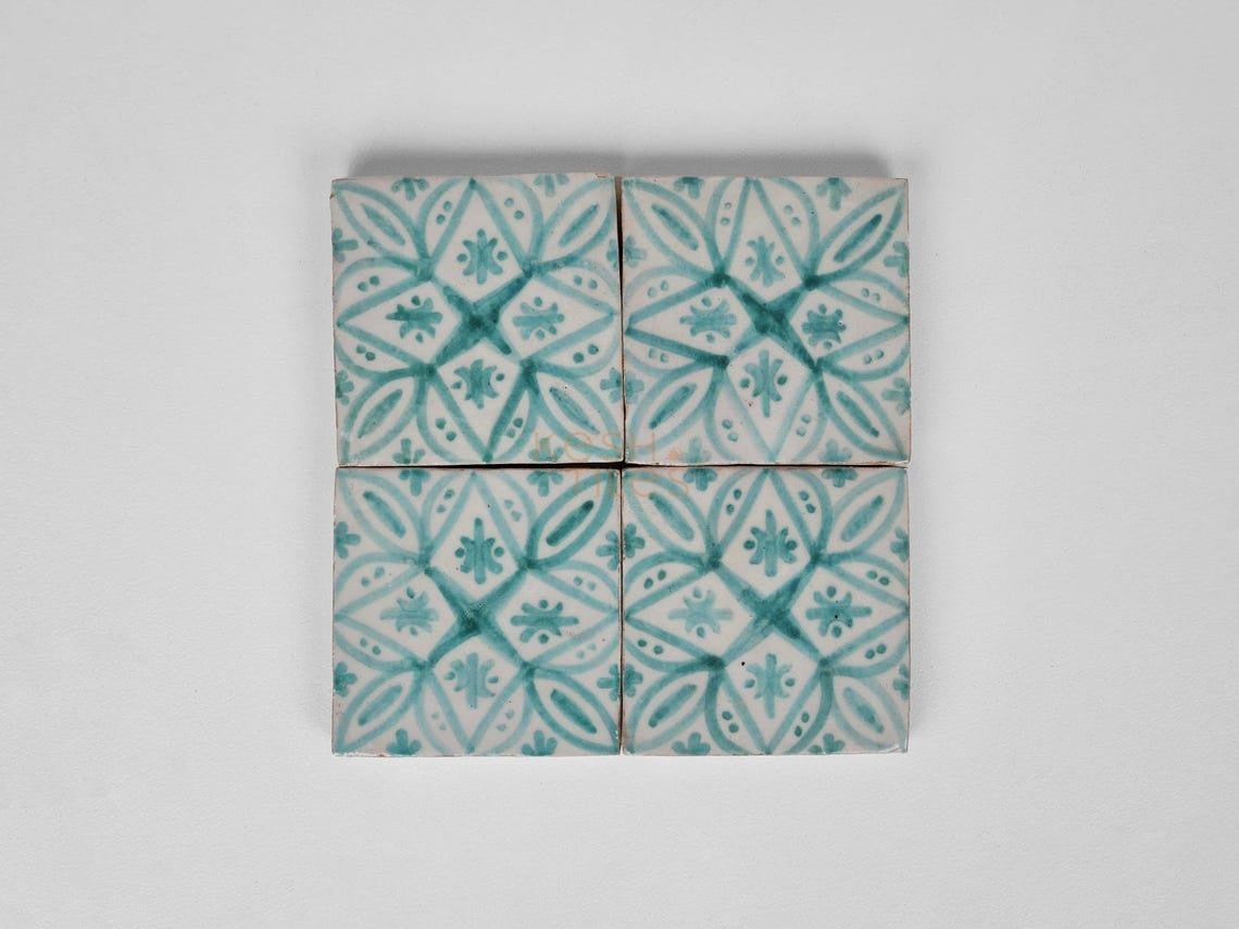 Diya Pastel Cyan Ceramic Tile 4x4