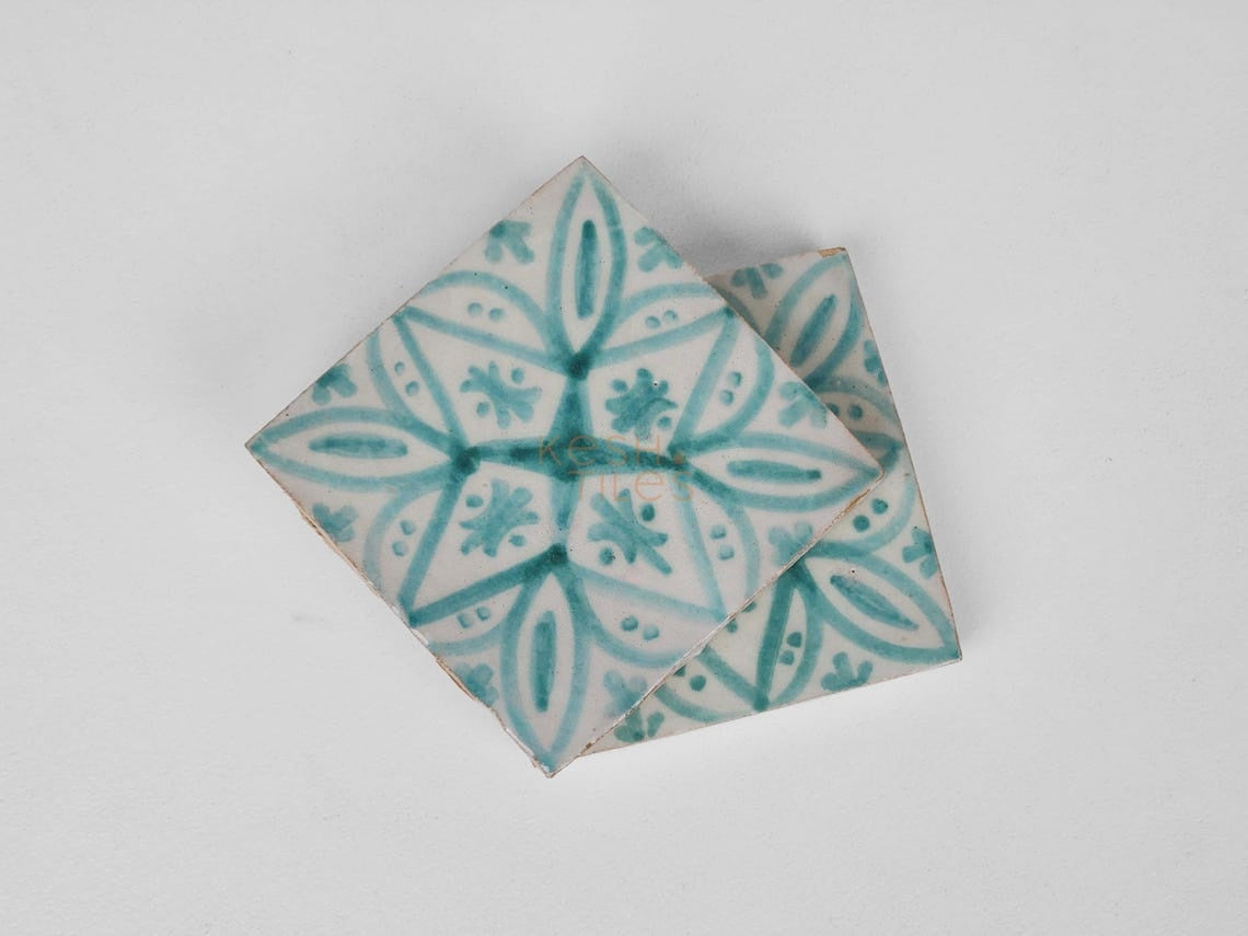 Diya Pastel Cyan Ceramic Tile 4x4