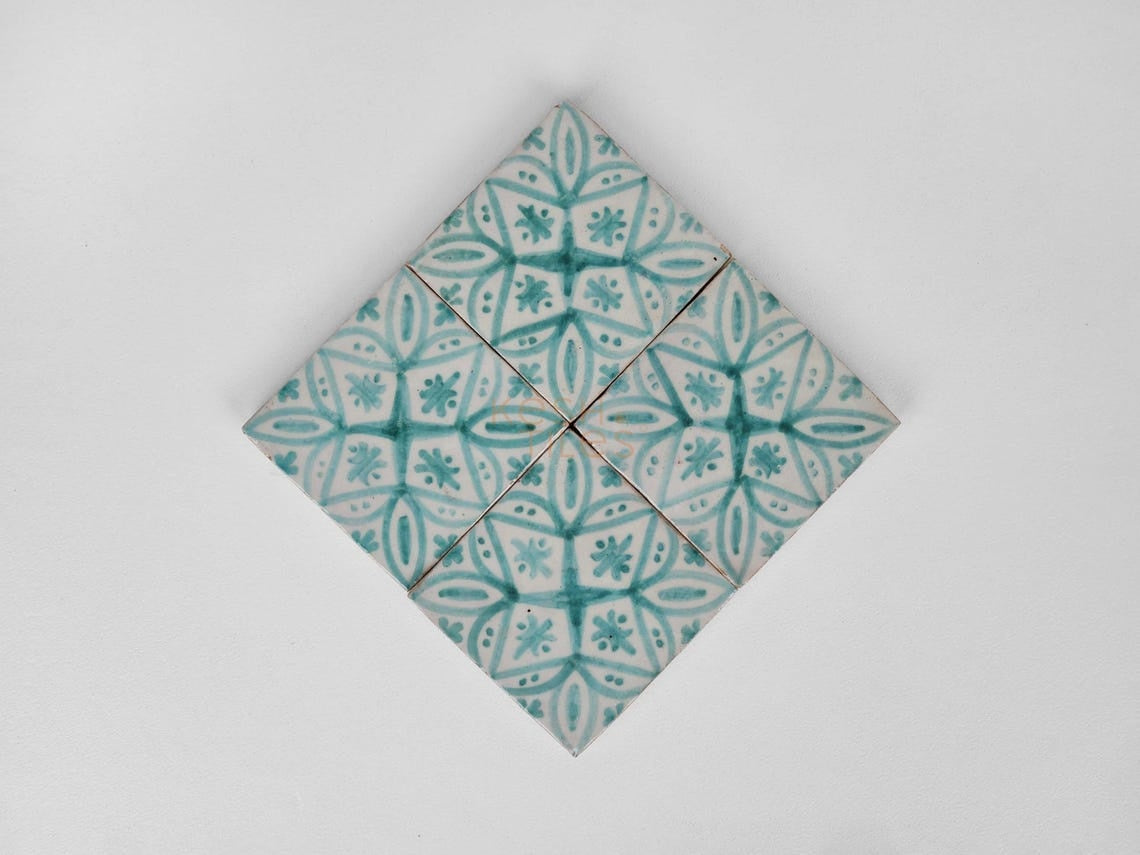 Diya Pastel Cyan Ceramic Tile 4x4