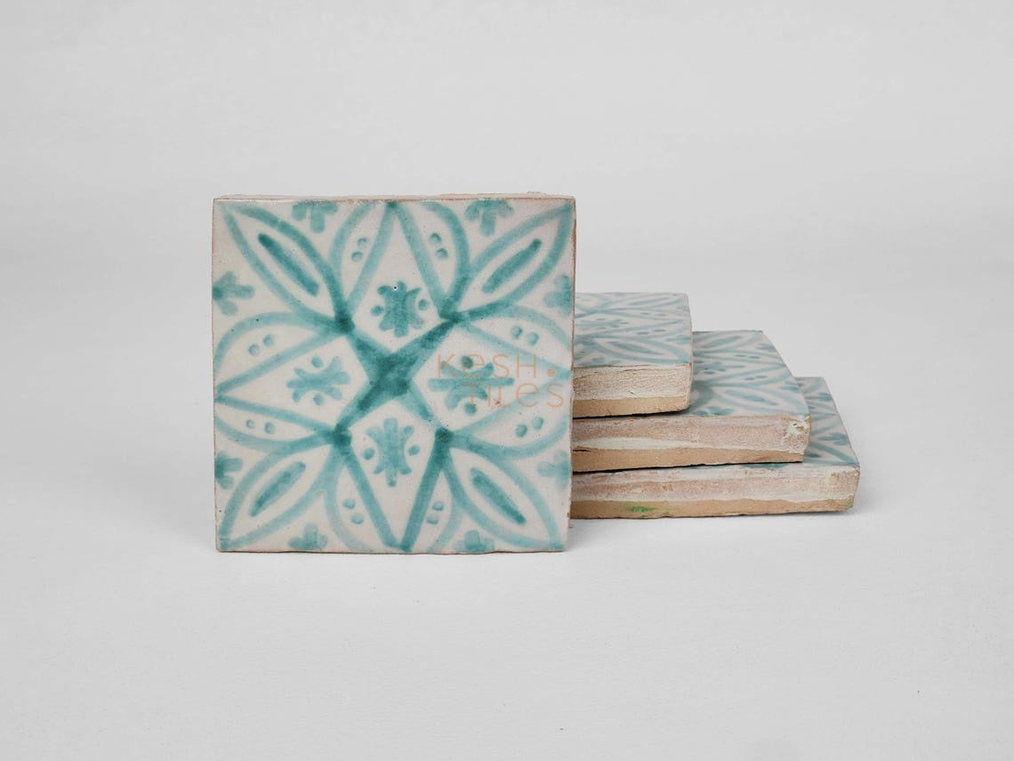 Diya Pastel Cyan Ceramic Tile 4x4