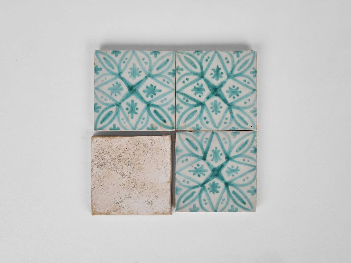 Diya Pastel Cyan Ceramic Tile 4x4