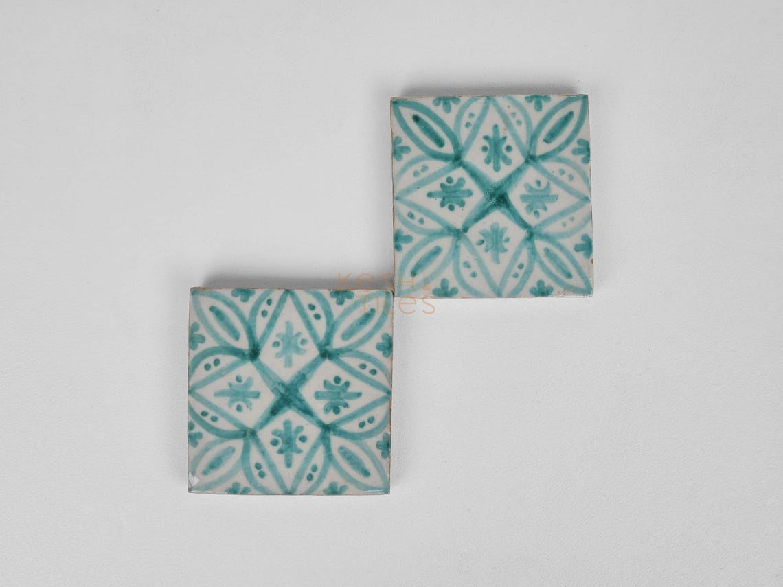 Diya Pastel Cyan Ceramic Tile 4x4
