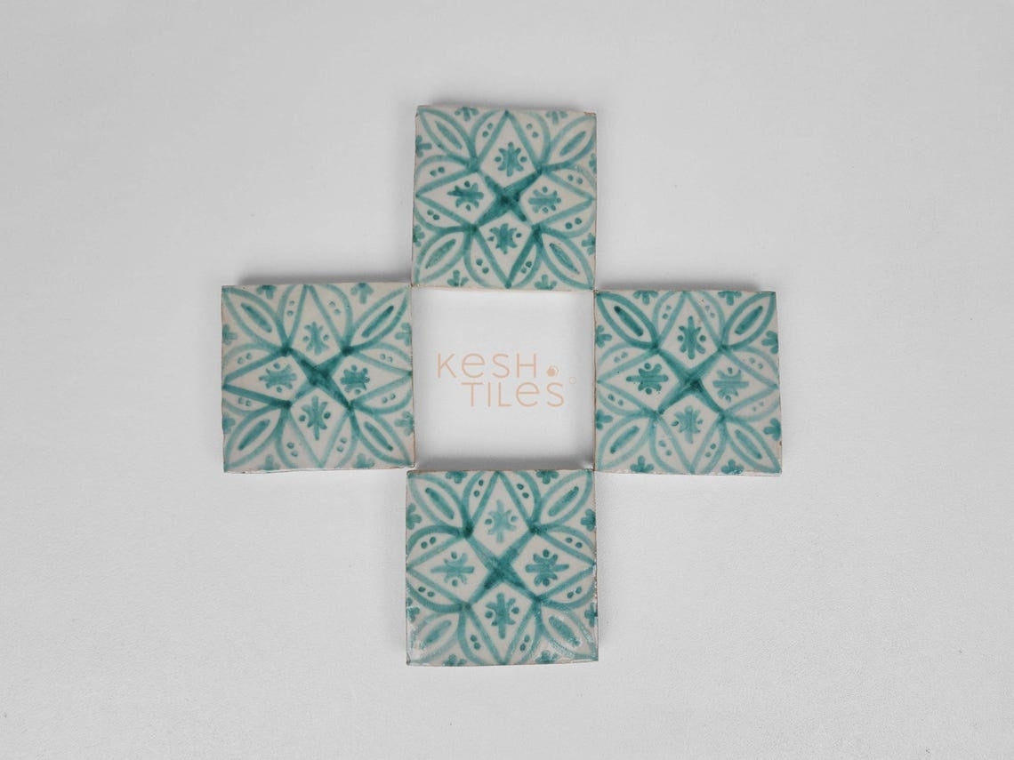 Diya Pastel Cyan Ceramic Tile 4x4