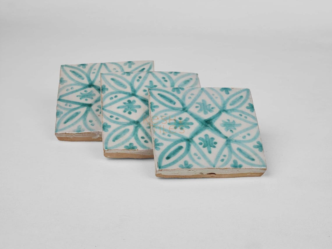 Diya Pastel Cyan Ceramic Tile 4x4