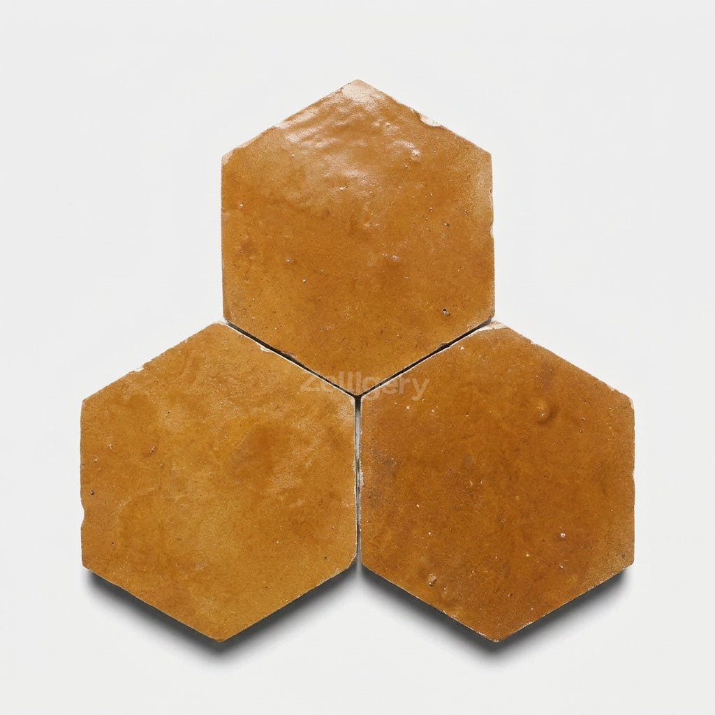 Draa Honey 3.5x4 Amber Hexagon Zellige Tile