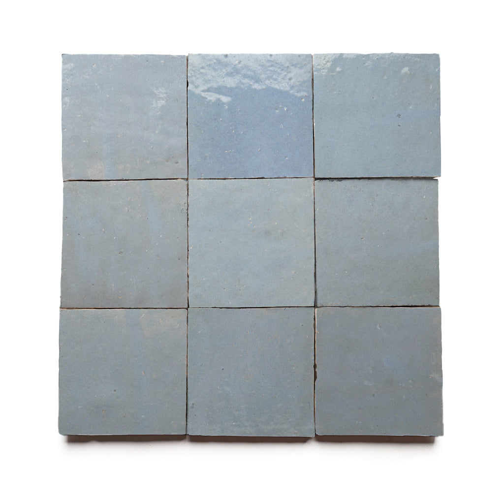 Essaouira Mist 4x4 Blue Square Zellige Tile