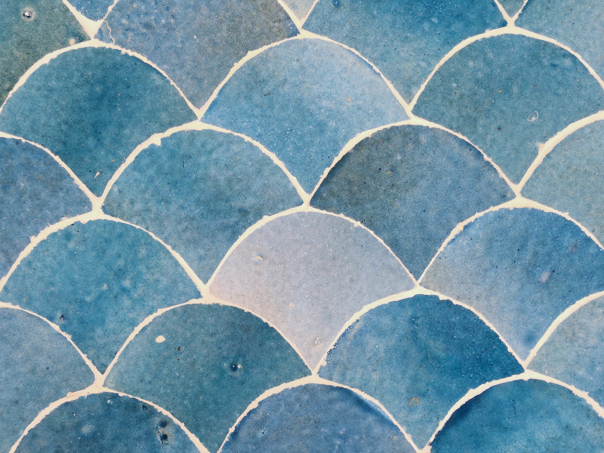 Essaouira Tide 18"x15" Blue Fishscale Zellige Tile for Kitchen