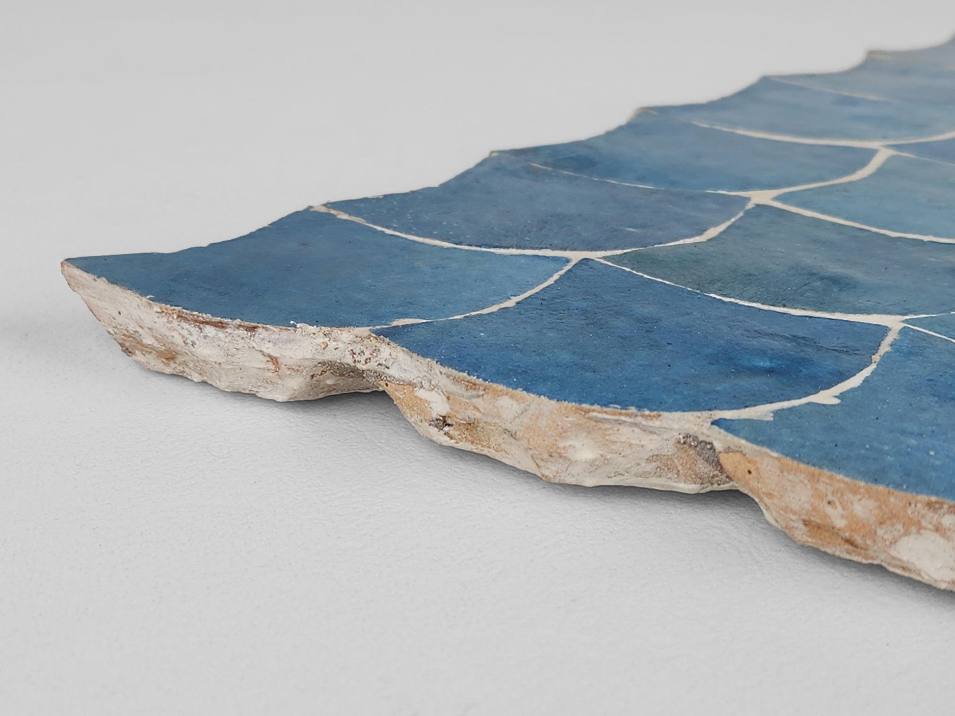 Essaouira Tide 18"x15" Blue Fishscale Zellige Tile for Kitchen