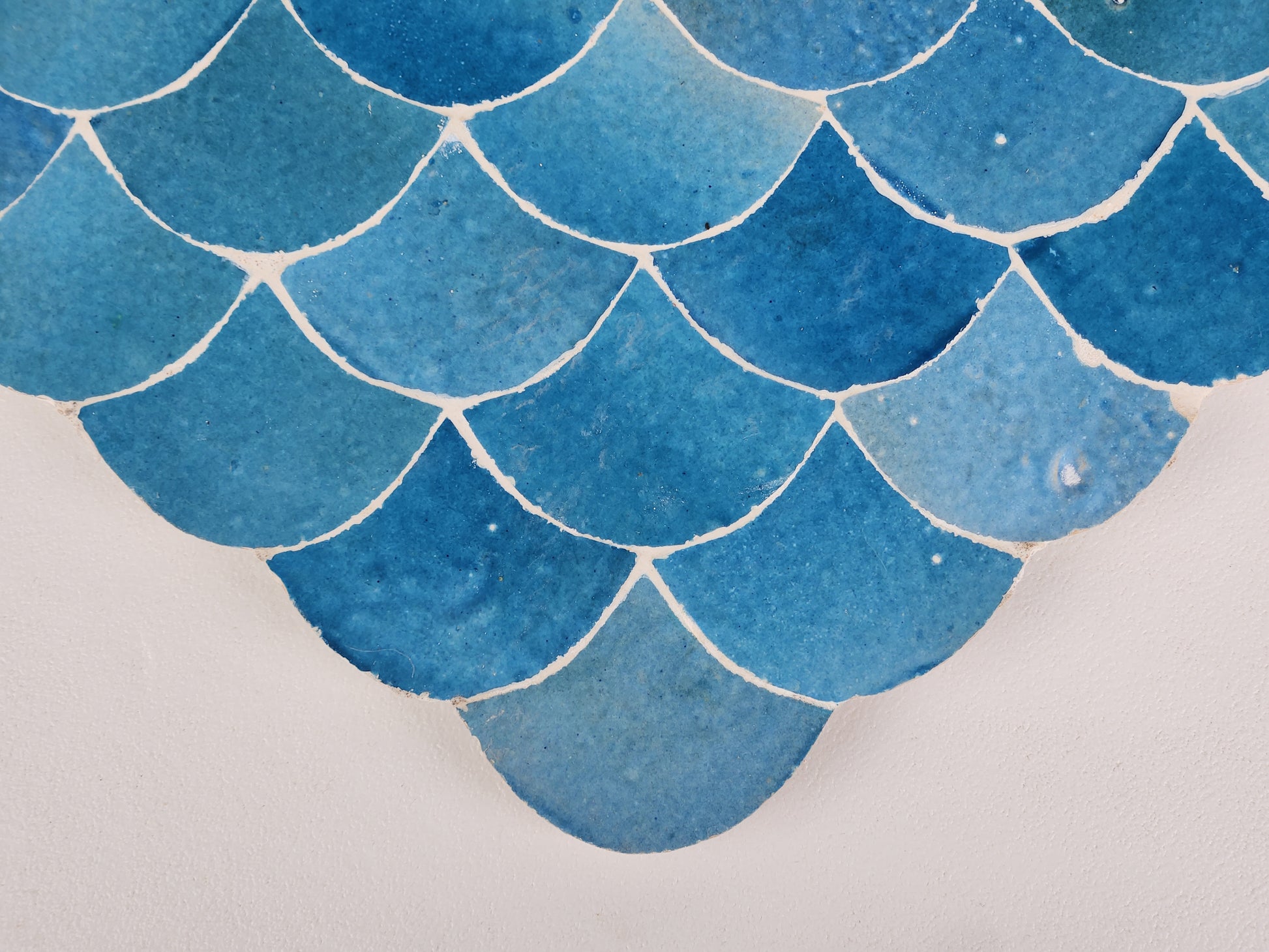 Essaouira Tide 18"x15" Blue Fishscale Zellige Tile for Kitchen