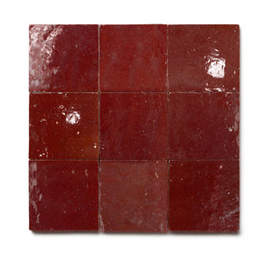 Garnet 4x4 Red Square Zellige Tile