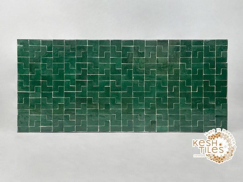 Tura - Green Mosaic Table, Handmade Moroccan Zellige Patio Table