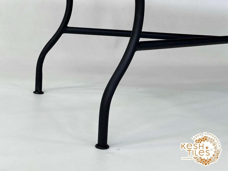 Tura - Green Mosaic Table, Handmade Moroccan Zellige Patio Table