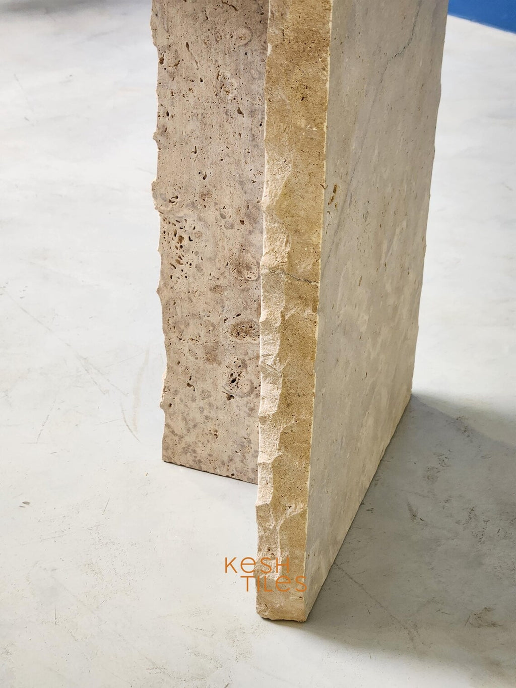 hajara - Beige Travertine Table, Round Handmade Natural Stone Table