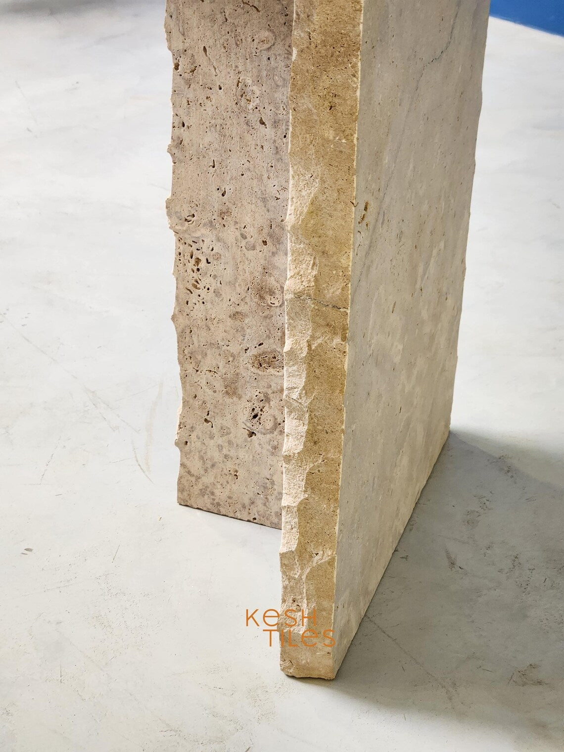 hajara - Beige Travertine Table, Round Handmade Natural Stone Table