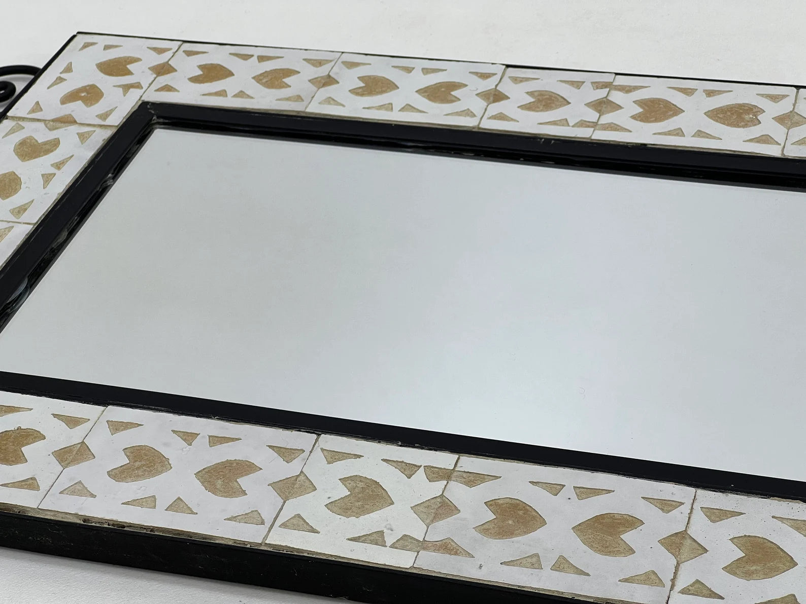 Beige Handmade Tile Mirror, Framed 16x24 Mosaic Mirror, Add Exotic Elegance to your design by this Unique Moroccan Indoor & Outdoor Mirror