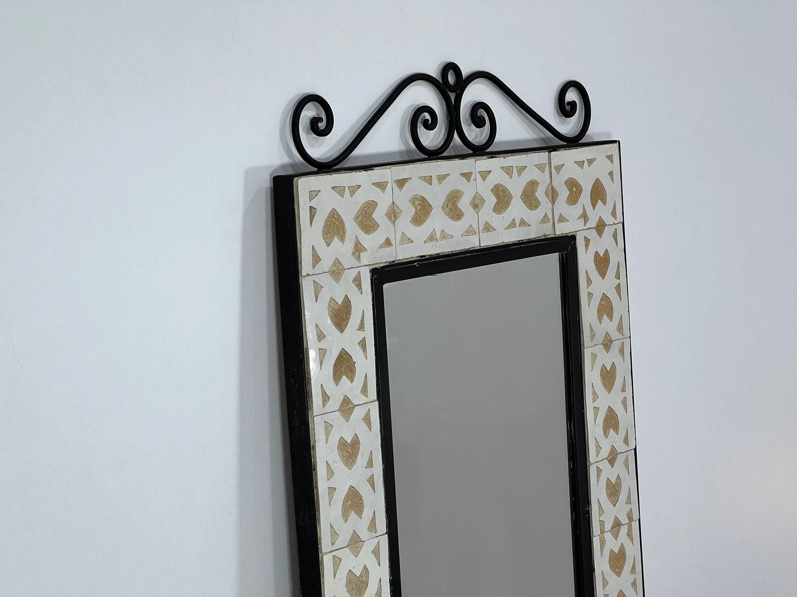 Beige Handmade Tile Mirror, Framed 16x24 Mosaic Mirror, Add Exotic Elegance to your design by this Unique Moroccan Indoor & Outdoor Mirror