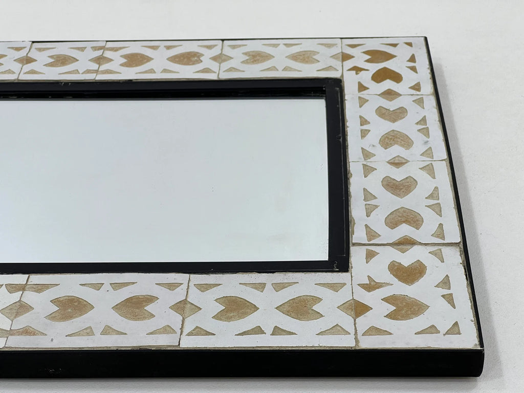 Beige Handmade Tile Mirror, Framed 16x24 Mosaic Mirror, Add Exotic Elegance to your design by this Unique Moroccan Indoor & Outdoor Mirror