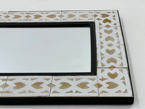 Beige Handmade Tile Mirror, Framed 16x24 Mosaic Mirror, Add Exotic Elegance to your design by this Unique Moroccan Indoor & Outdoor Mirror