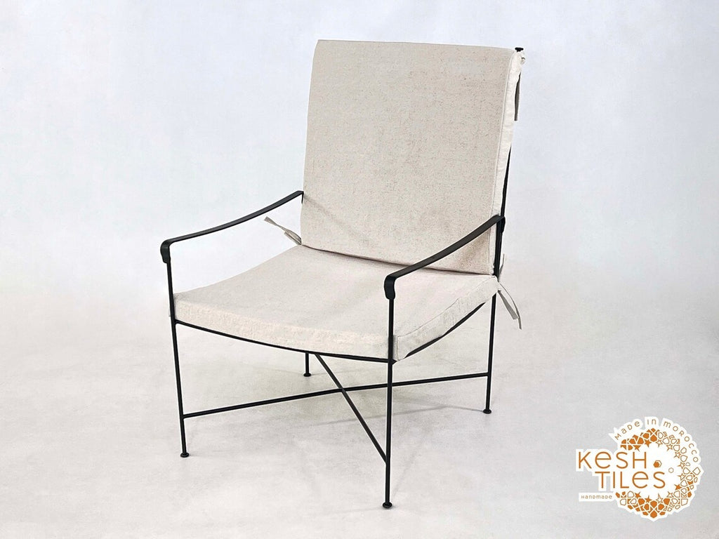 Massin - Handmade Moroccan Iron Lounge Chair, Black Outdoor Provence Seating