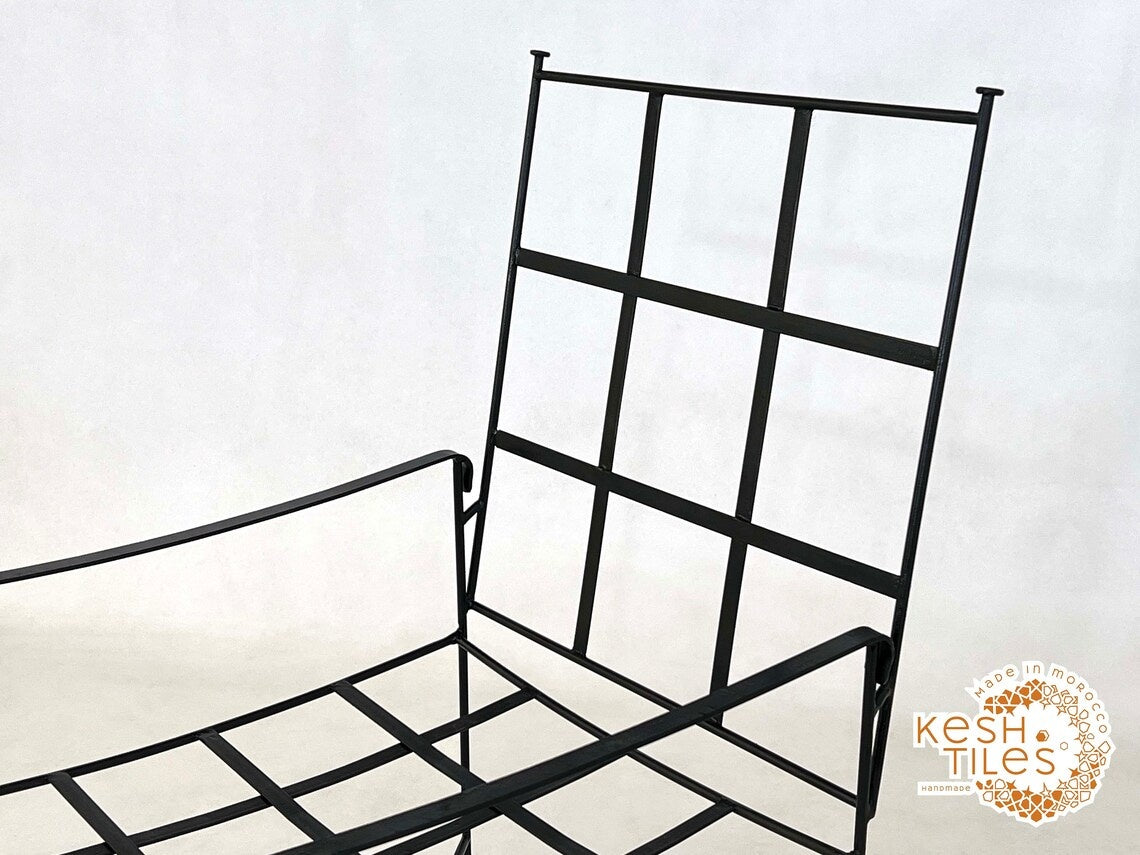 Massin - Handmade Moroccan Iron Lounge Chair, Black Outdoor Provence Seating