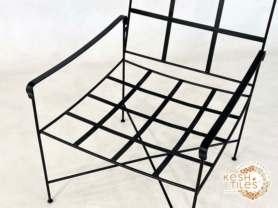 Massin - Handmade Moroccan Iron Lounge Chair, Black Outdoor Provence Seating