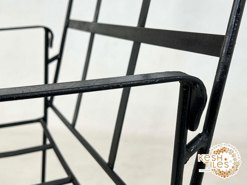 Massin - Handmade Moroccan Iron Lounge Chair, Black Outdoor Provence Seating