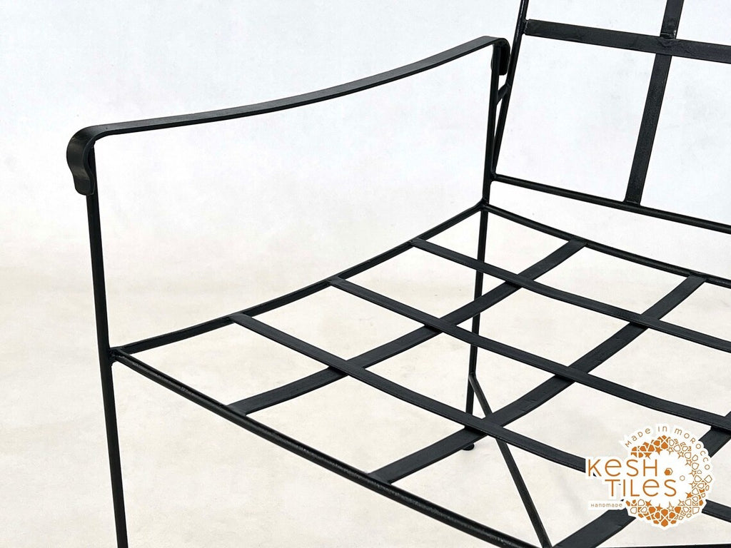 Massin - Handmade Moroccan Iron Lounge Chair, Black Outdoor Provence Seating