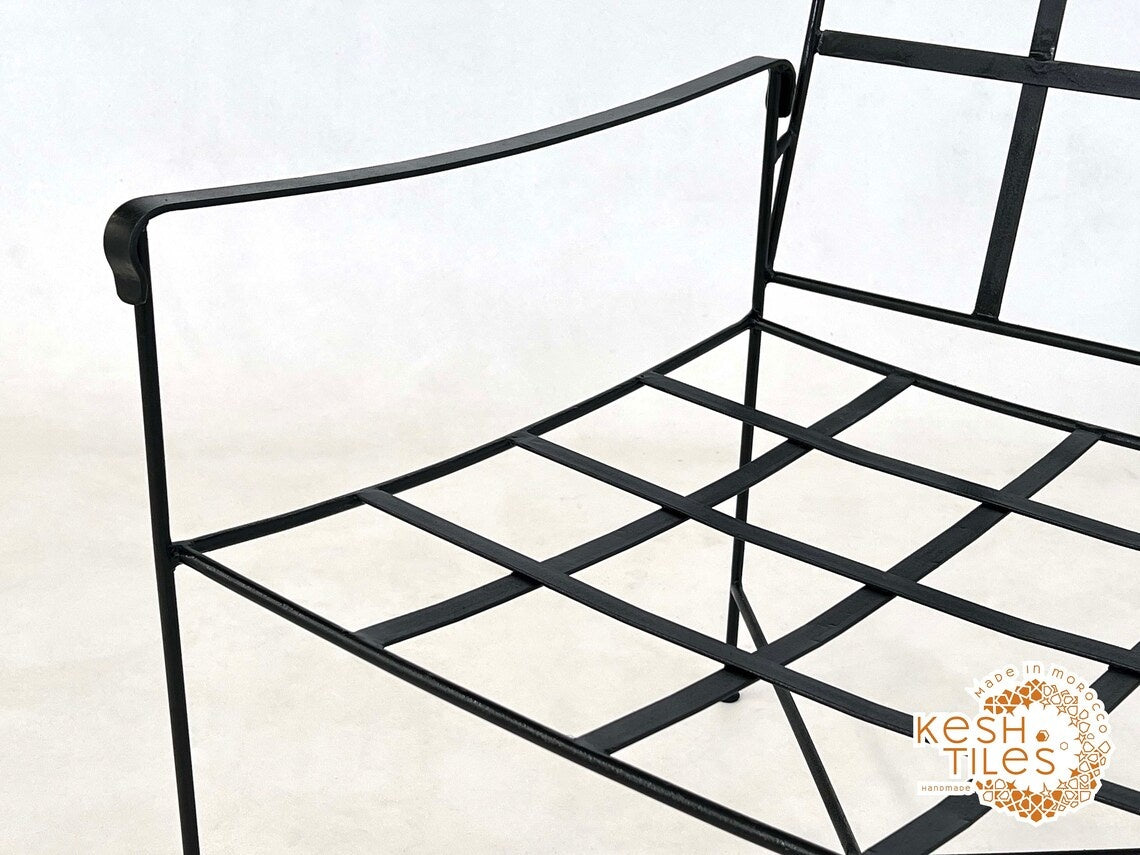 Massin - Handmade Moroccan Iron Lounge Chair, Black Outdoor Provence Seating