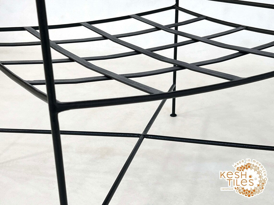 Massin - Handmade Moroccan Iron Lounge Chair, Black Outdoor Provence Seating