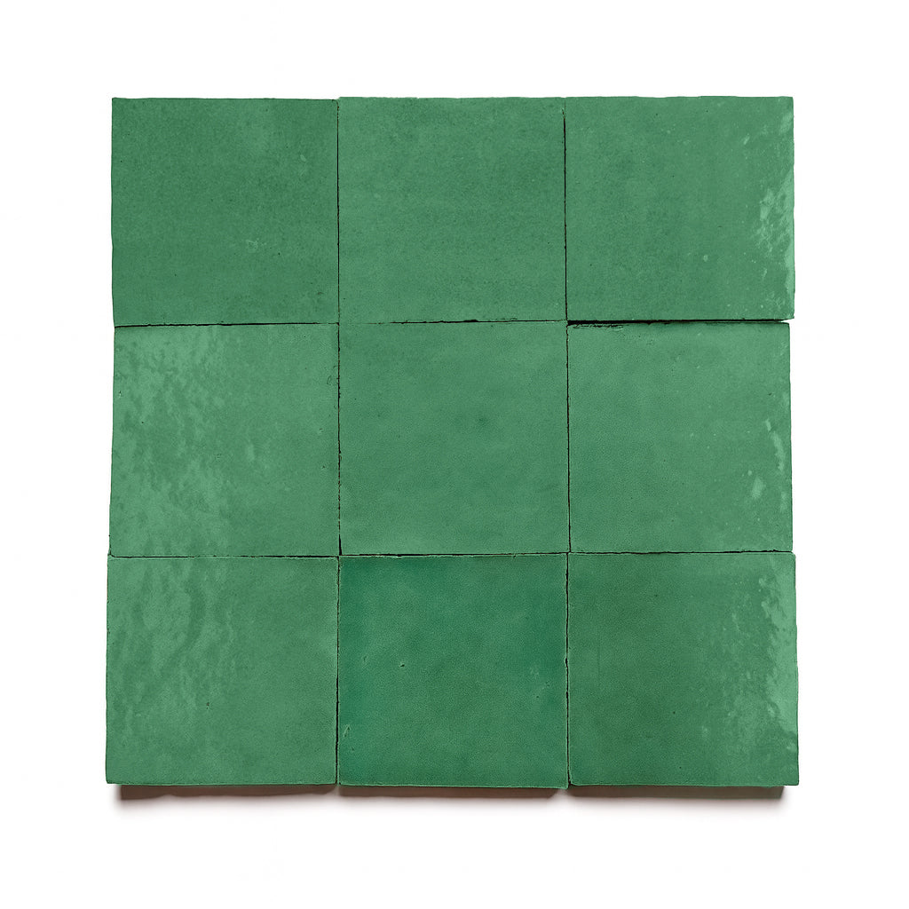Celadon Riad 4x4 Green Square Zellige Tile