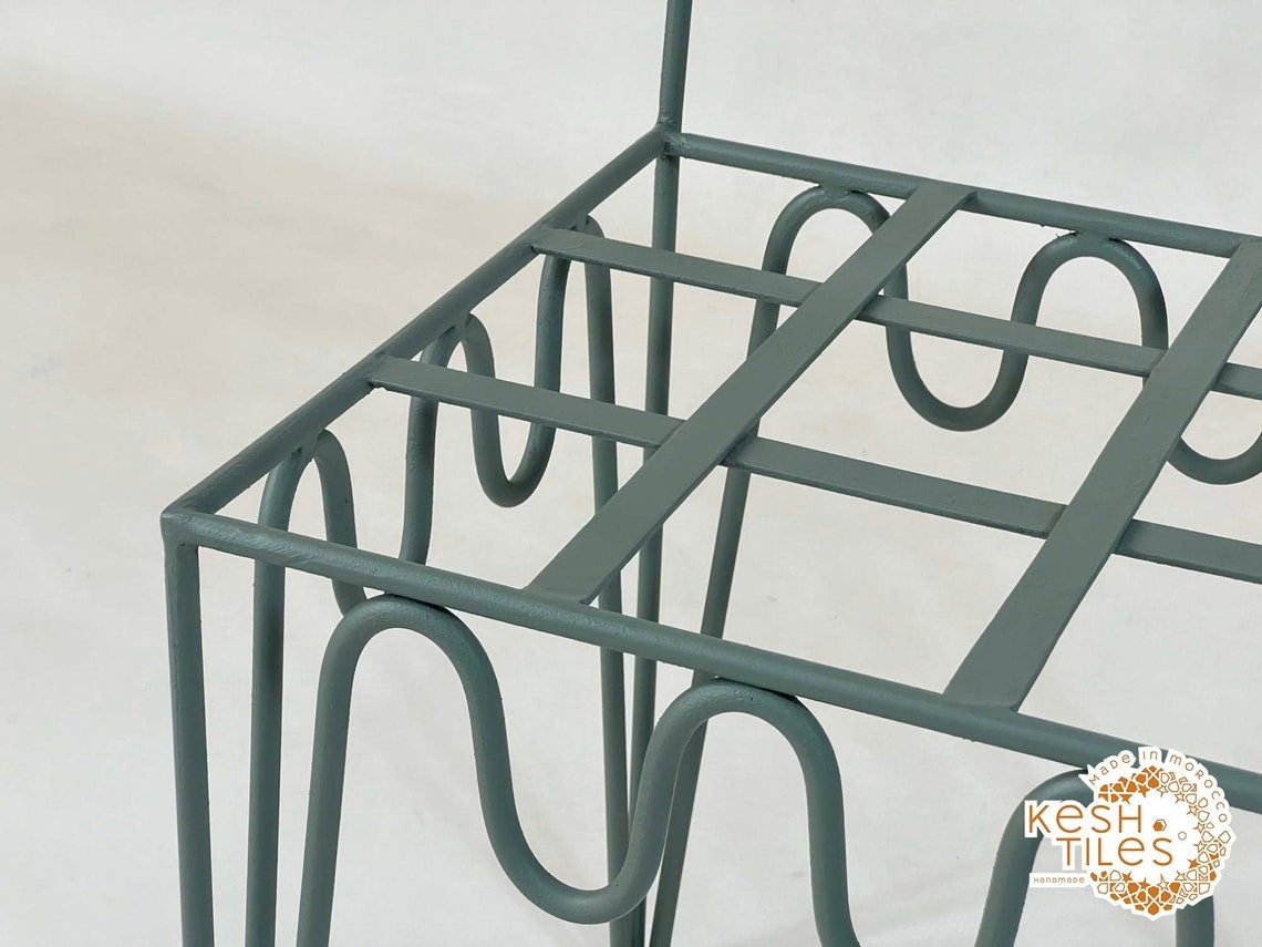 Kian - Moroccan Iron Chair, Handmade Wrought Stool with White Cushion