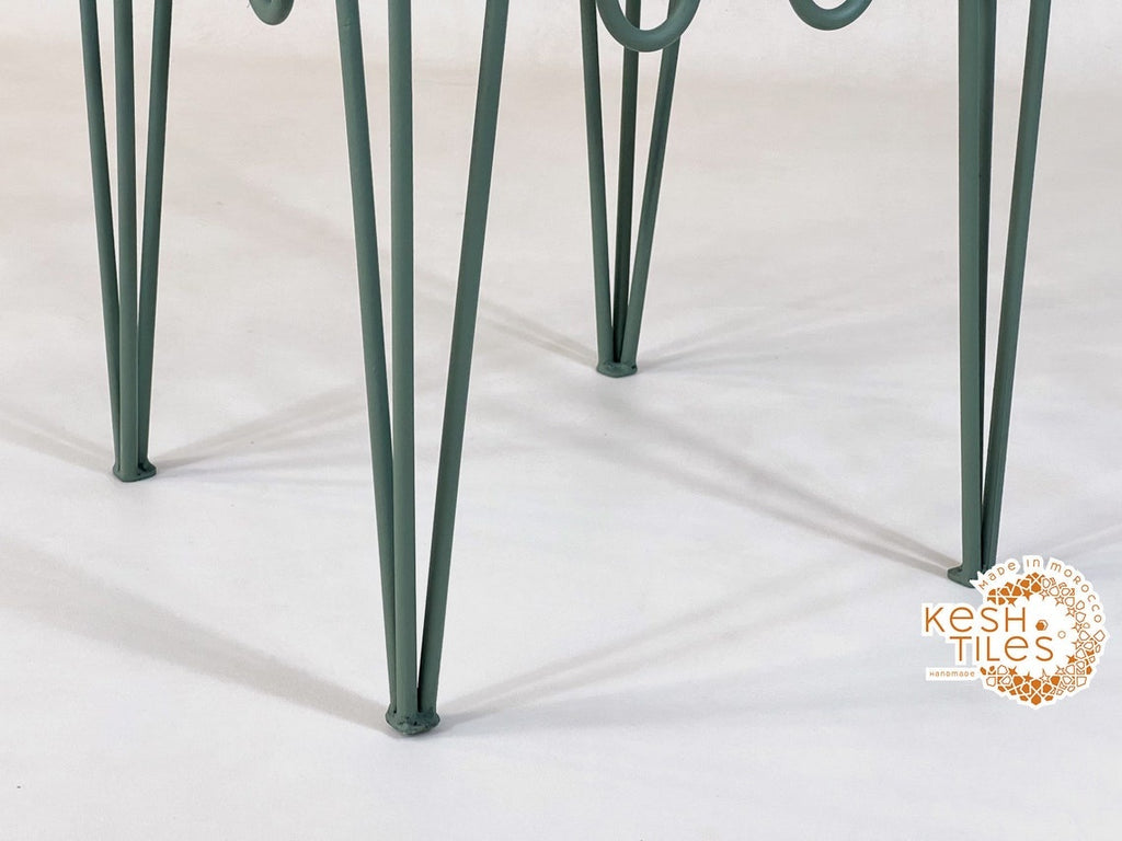 Kian - Moroccan Iron Chair, Handmade Wrought Stool with White Cushion