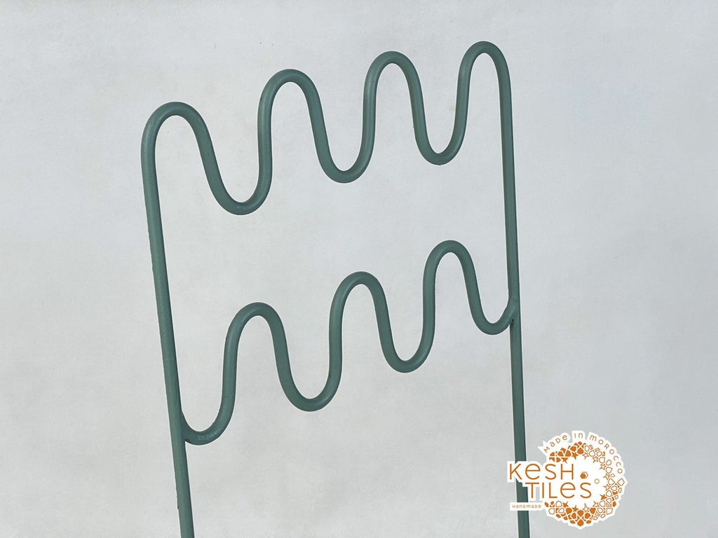 Kian - Moroccan Iron Chair, Handmade Wrought Stool with White Cushion