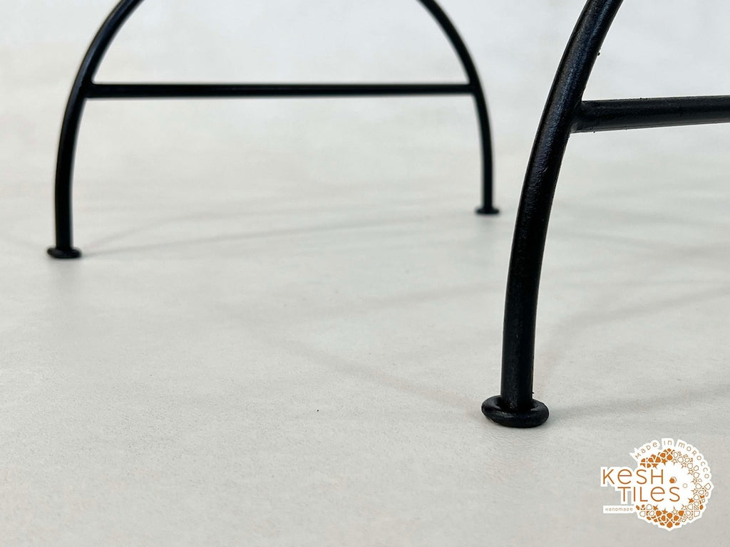 Idris - Set of Moroccan Iron Chairs, Handpainted Wrought Stools with Cushions