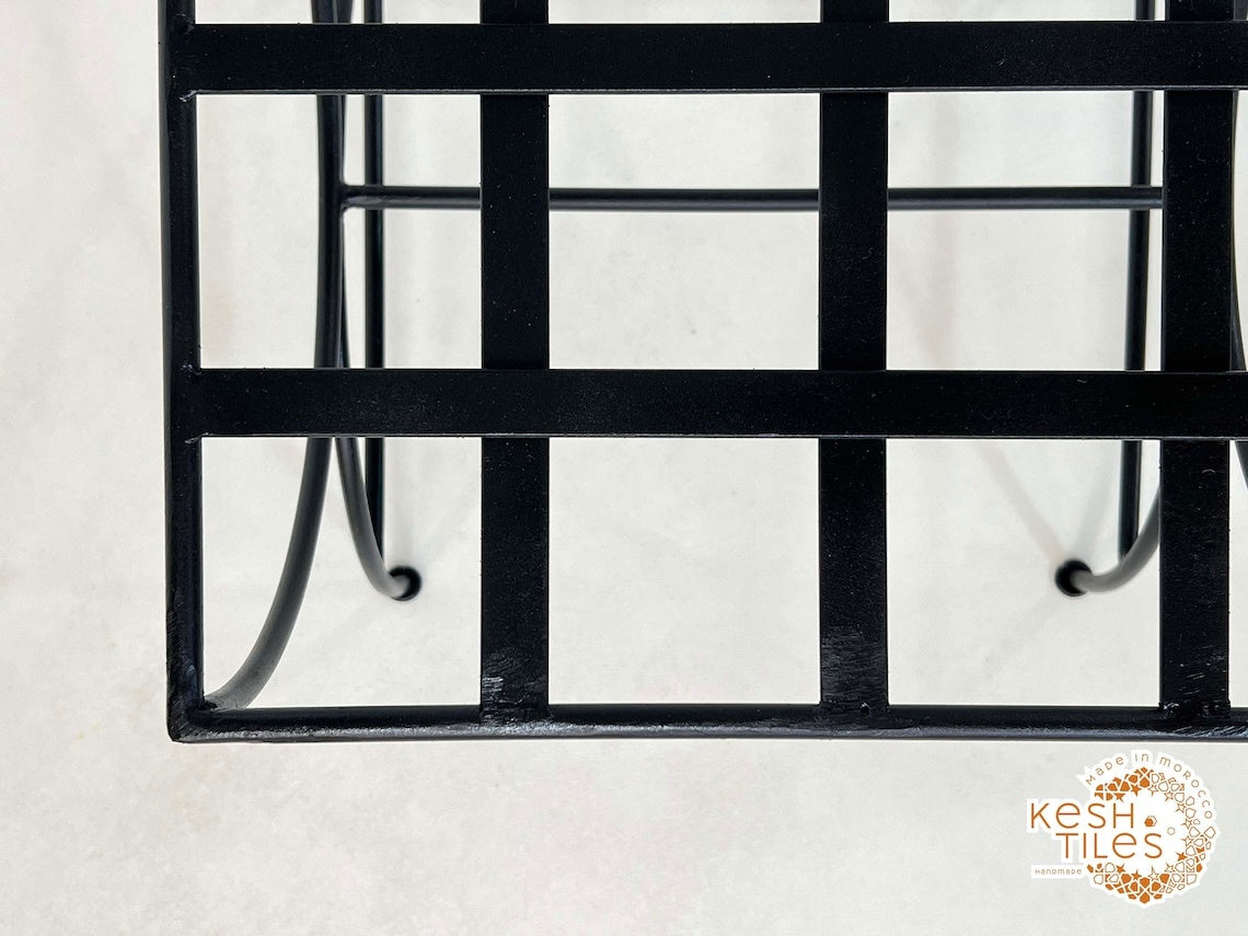 Idris - Set of Moroccan Iron Chairs, Handpainted Wrought Stools with Cushions