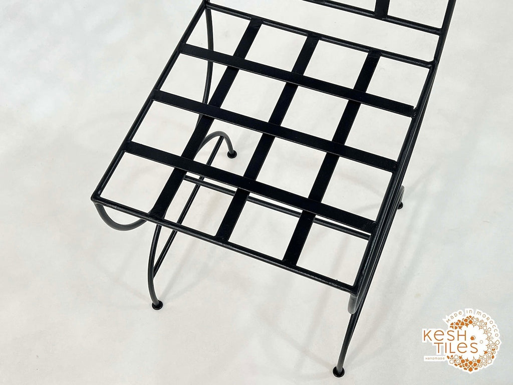 Idris - Set of Moroccan Iron Chairs, Handpainted Wrought Stools with Cushions