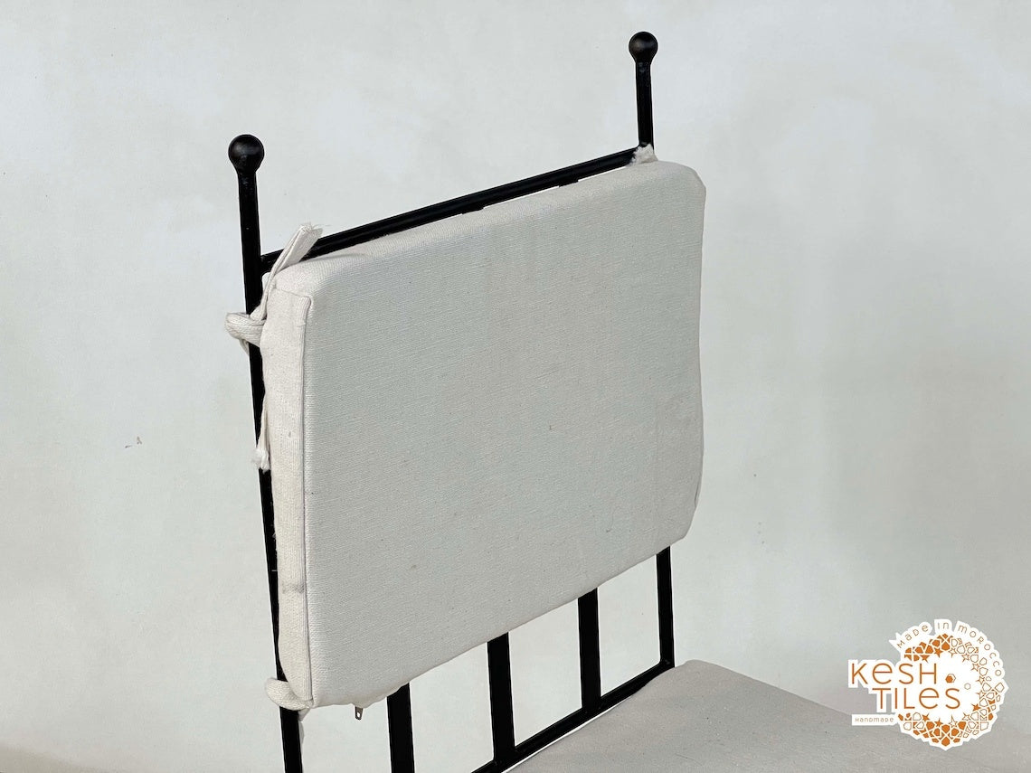 Idris - Set of Moroccan Iron Chairs, Handpainted Wrought Stools with Cushions