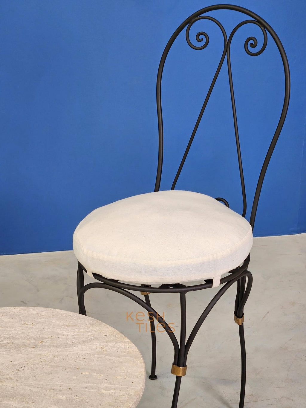 Soufiane - Moroccan Iron Chairs, Handpainted Wrought Seating Set with Cushions