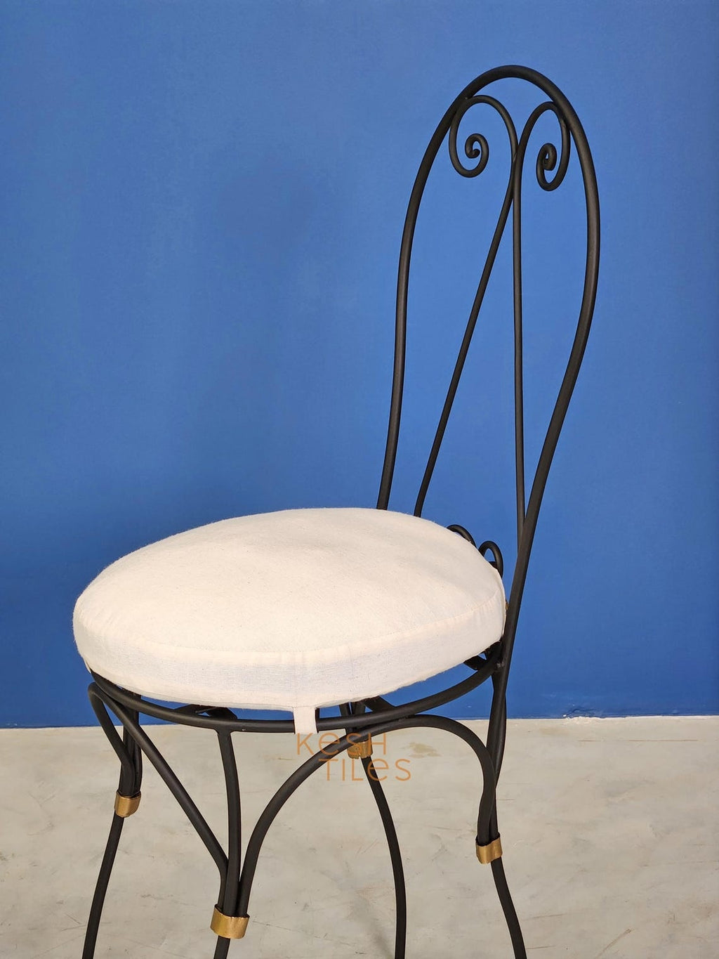 Soufiane - Moroccan Iron Chairs, Handpainted Wrought Seating Set with Cushions