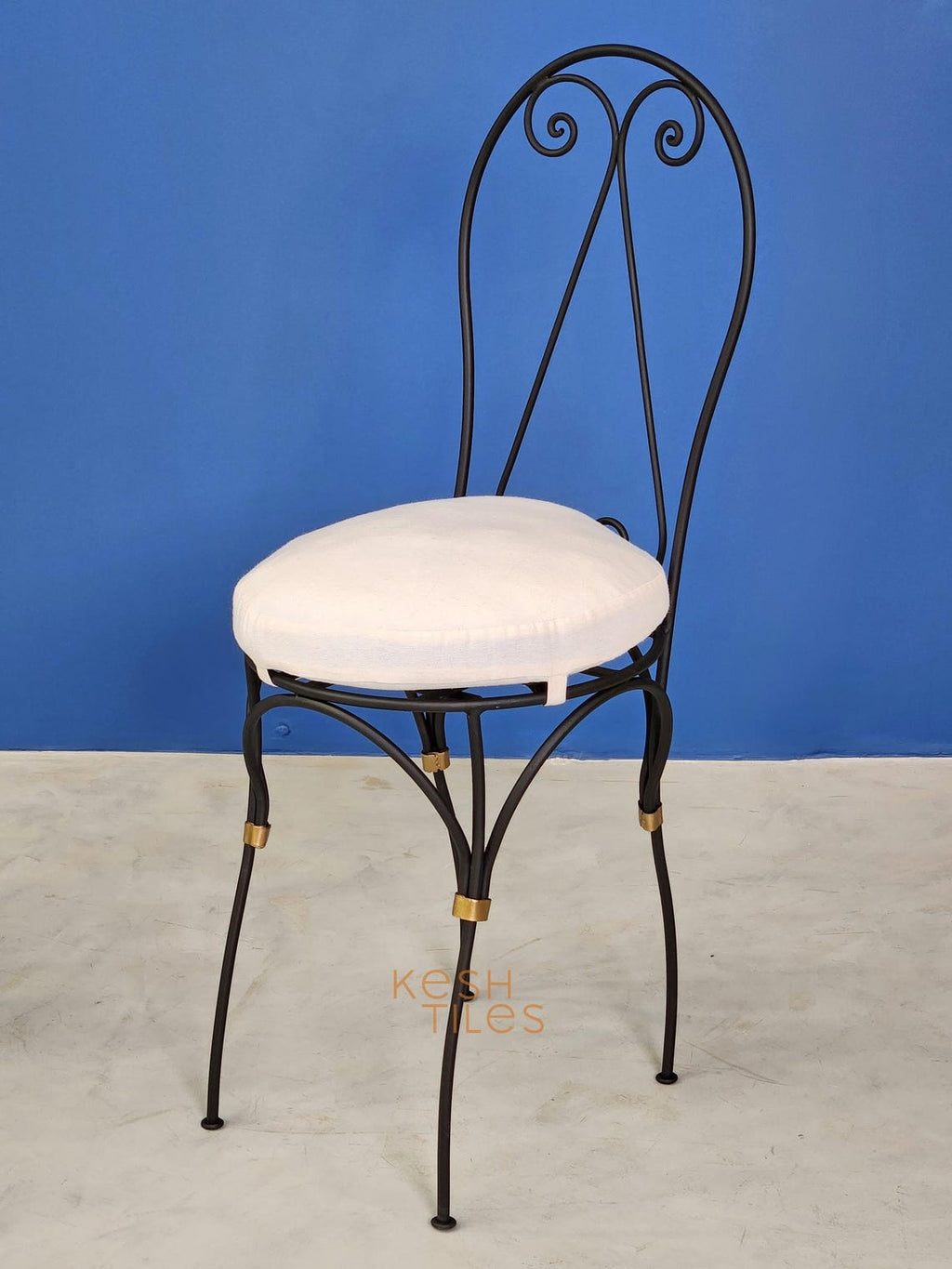 Soufiane - Moroccan Iron Chairs, Handpainted Wrought Seating Set with Cushions