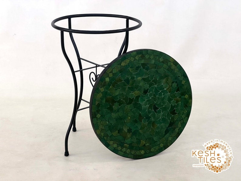 Rif - Handmade Moroccan Mosaic Table – Forest Green Patio Zellige Furniture