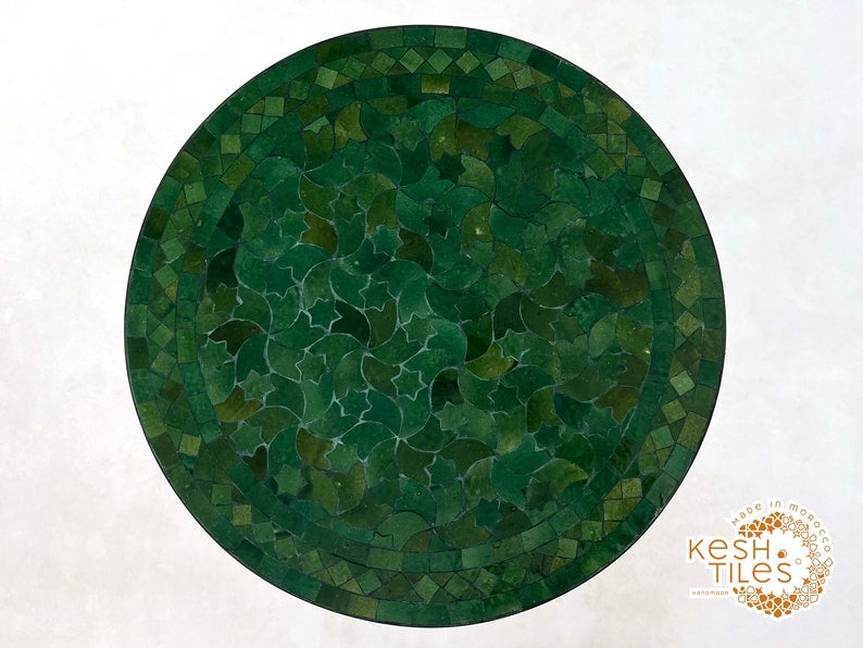 Rif - Handmade Moroccan Mosaic Table – Forest Green Patio Zellige Furniture