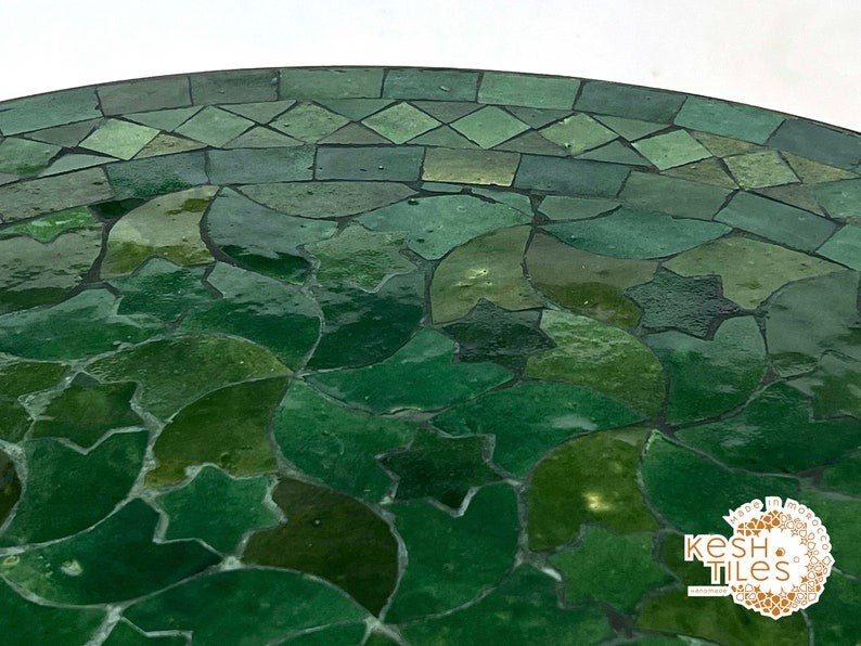 Rif - Handmade Moroccan Mosaic Table – Forest Green Patio Zellige Furniture