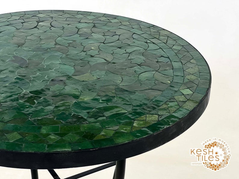 Rif - Handmade Moroccan Mosaic Table – Forest Green Patio Zellige Furniture