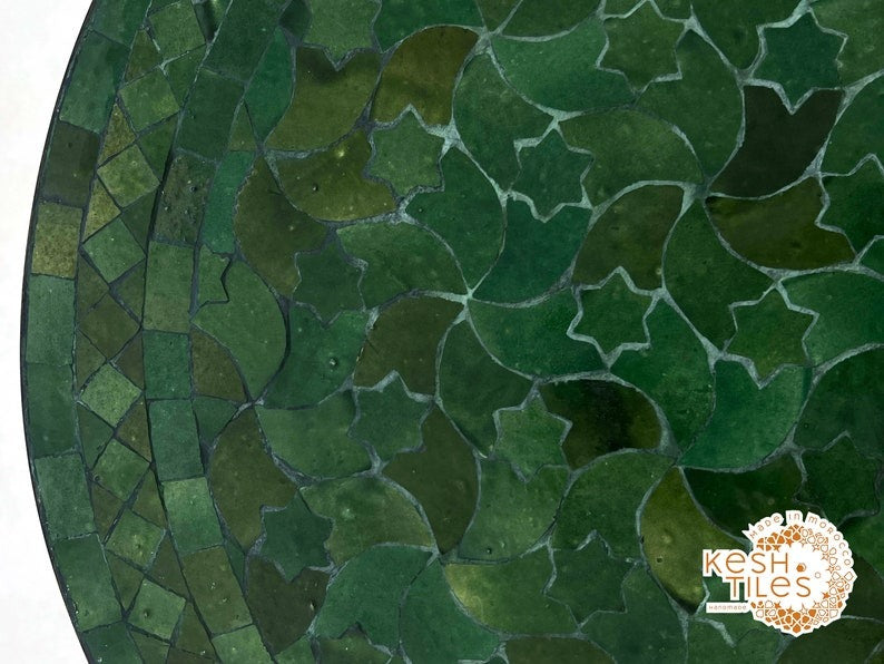 Rif - Handmade Moroccan Mosaic Table – Forest Green Patio Zellige Furniture