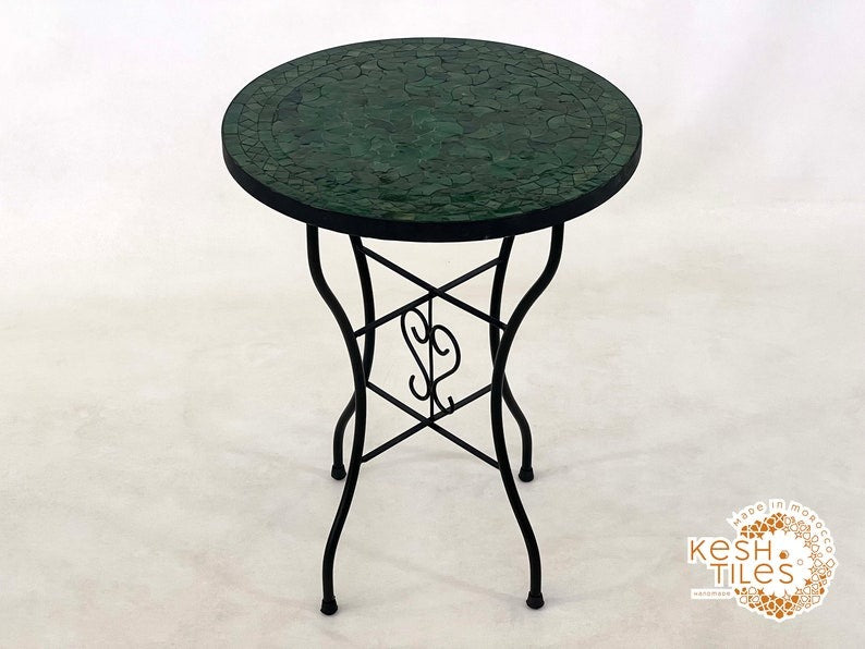 Rif - Handmade Moroccan Mosaic Table – Forest Green Patio Zellige Furniture
